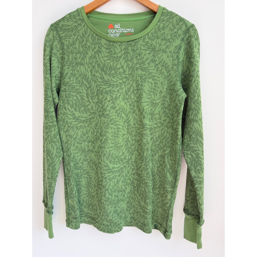 Nike ACG Top Women's Green Cotton Blend Thermal Waffle Knit Outdoors Gorpcore XL